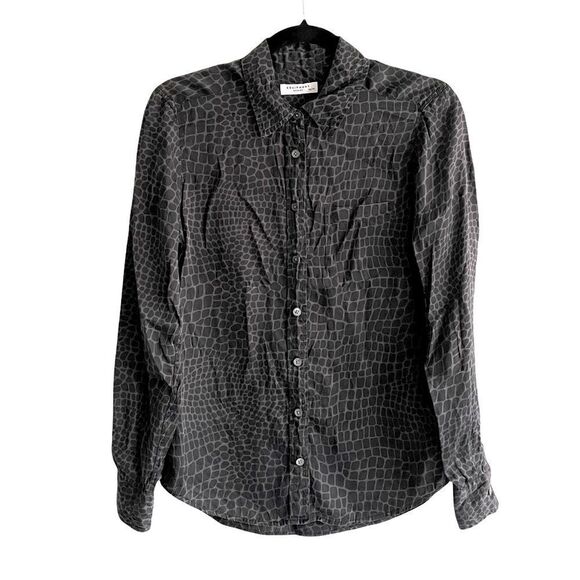 EQUIPMENT FEMME Silk Button Front Blouse Snake Print Black XS - Picture 1 of 5